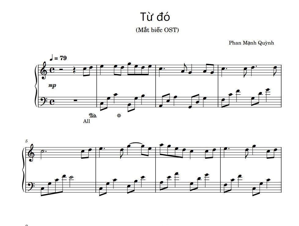 Phan Mạnh Quỳnh - Từ đó cho piano solo phiên bản dễ